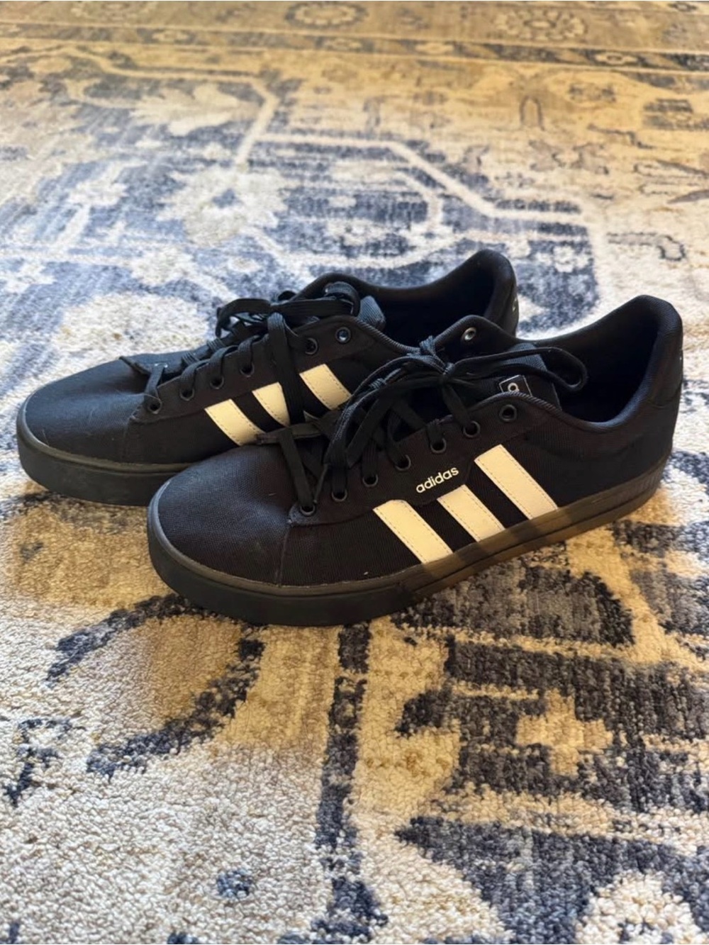 adidas Black Sneakers with White Three Stripes
